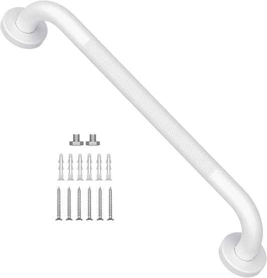 16 Inch Oil Rubbed White Grab Bar w/Anti-Slip knurled Grip, iMomwee Stainless Steel Wall Mount Bathroom Safety Handrail Support, Shower Balance Bar, Handicap Elderly Senior Assist Textured Bath Handle