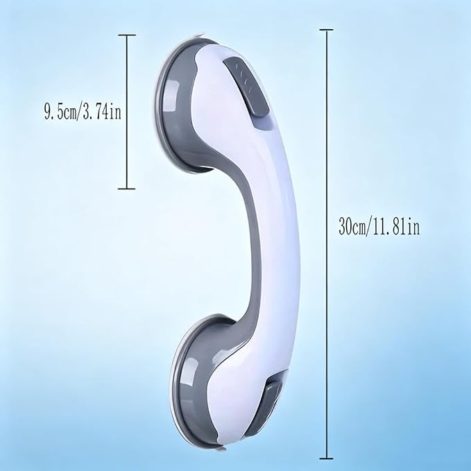 Suction Grab Bars for Shower, Safety Handle Support for Bathroom (1, Gray, 12in)