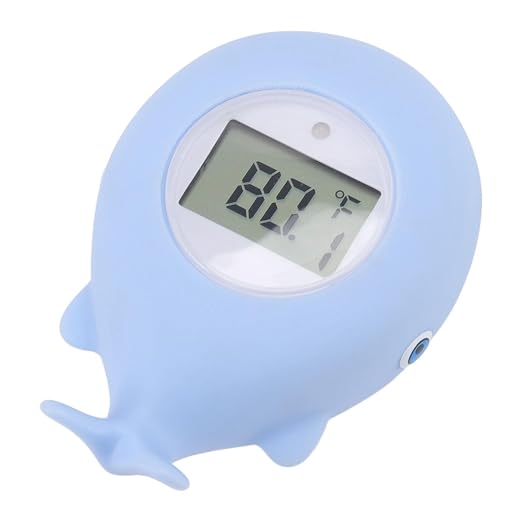 FTVOGUE Baby Bath Thermometer with Silent Alarm and LED Temperature Warning, Cute Whale Floating Toy for Infant Toddler Bathing Safety, Celsius Fahrenheit