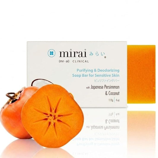 Mirai Clinical Persimmon Soap for Old People Smell, Nonenal® Solution, 100g | Japanese Persimmon Soap, Body Odor Eliminator, Green Tea Extract, Deodorizing Bar for Men and Women,Gentle for All Skin Types