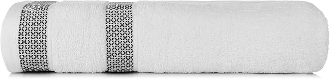 CASA COPENHAGEN Solitaire 6Pcs 100% Egyptian Cotton Large Designer Towels Gift Set- Grey Violet - White, 600GSM, 2Bath 2Hand 2Washcloths, Bath Towels for Bathroom Set for Women & Men