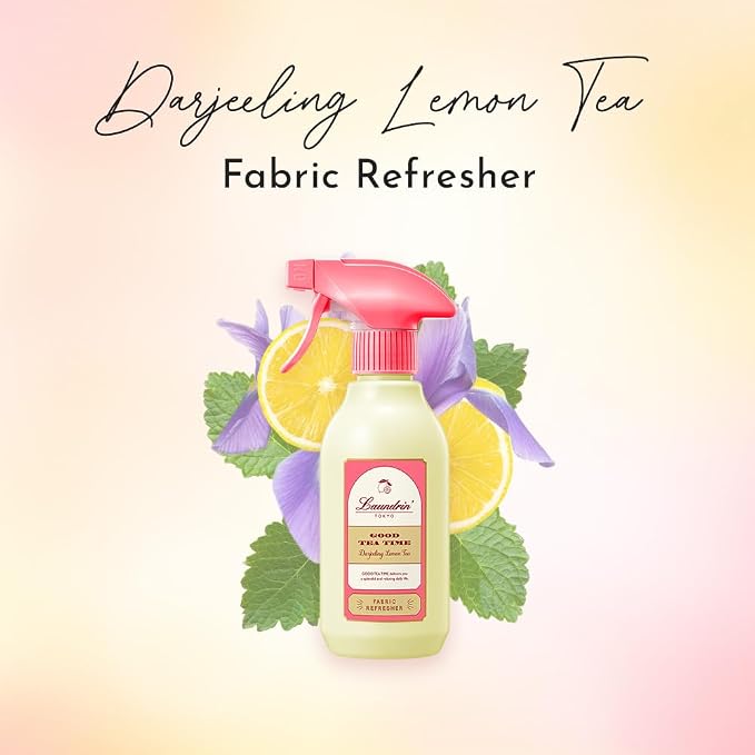 Laundrin Fabric Refresher Spray, Pet Odor Eliminator for Home, Room Essentials Fabric Spray, Odor & Bacteria Removal for Mattress, Curtain, Carpet, Furniture, & Bedding - 300ml, Darjeeling Lemon Tea