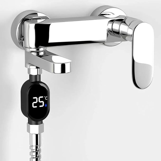 Shower Thermometer LED Temperature Display, Water Temperature Thermometer Faucet Water Monitor With Color Changing Indicator For Bathroom, Baby Bath, Kitchen (down)