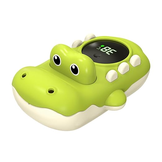 Ba by Bath Thermometer Digital Monitor, Crocodile LED Digital Bath Temperature Thermometer Gauge, Floating Measure Water-Spraying Toy with Screen for Bathroom Shower Pool Spa Hotel