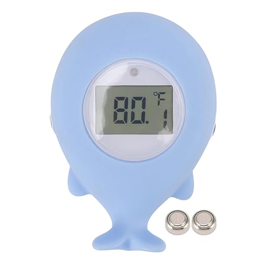 Whale Shaped Baby Bath Tub Water Thermometer with Silent Alarm | Accurate and Safe Infant Bath Floating Toy | LCD Display for Optimal Water Temperature | Perfect for Newborns and