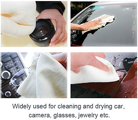 River Lake Chamois Cleaning Cloth Natural Chamois Drying Cloth Car Drying Towel Real Leather Super Absorbent Fast Drying Natural Chamois Car Wash Cloth Accessory (15.7" x 20")