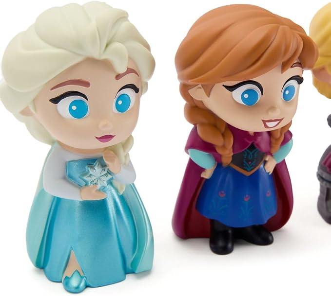 Disney Store Official Frozen Bath Toys Set - Includes 5 Detailed Toys with a Straining Storage Bucket - Bath Time Fun & Water Play Set for Kids