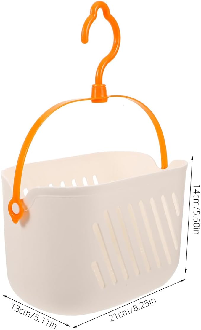 DOITOOL Kitchen Hanging Basket with Hook Plastic Storage Organizer for Shower Bathroom and Kitchen Rotatable Hook and Drainage Design for Ginger Garlic Vegetable Storage 9X5.5X5 Inches