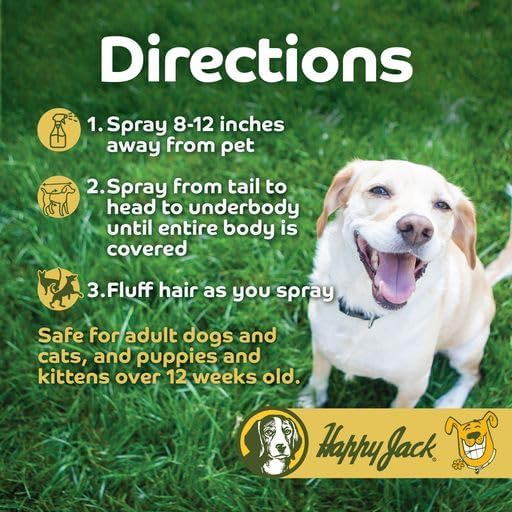 Happy Jack DD-33 Flea & Tick Spray for Dog & Cat, 16 oz | EPARN 2781-41, Water-Based Formula, Kills Fleas & Ticks Effectively, Gentle on Skin & Hair