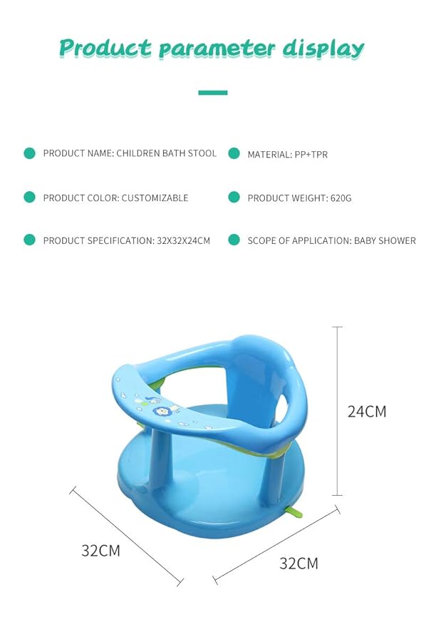 Newborn Infant Baby Bath Seat, Non-Slip Infants Baby Bath Chair for Bathtub, Cute Shape Baby Shower Chairs for Tub Sitting up, Surround Bathroom Seats for Baby 6-18 Months (Blue)