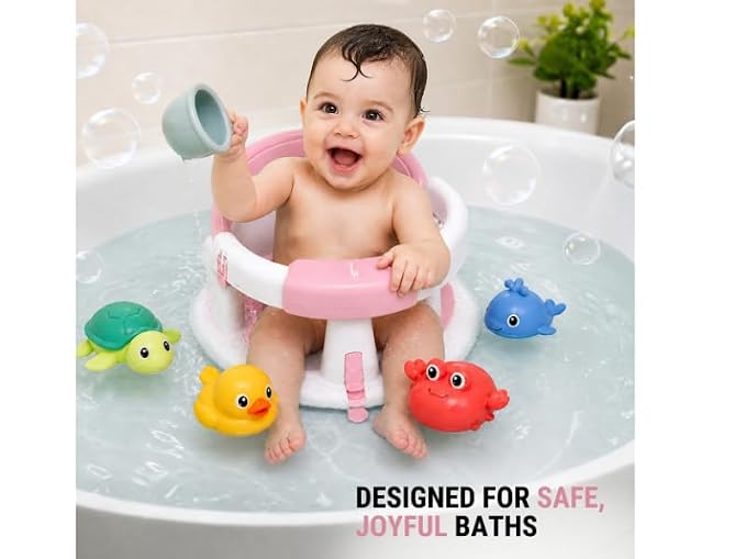 Baby Bath Seat for Babies 6-24 Months, Non Slip Infant Bath Seat with 4 Suction Cups, BPA Free Baby Bathtub Seat, Secure Bath Support Chair for Sit Up Babies, Pink