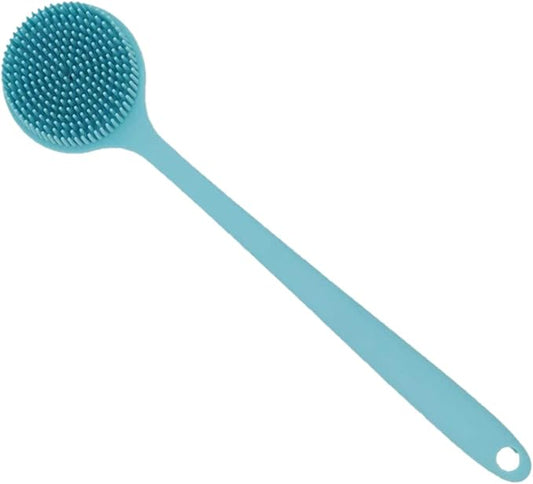 Long Handle Silicone Body Scrubber for Shower, Dual-Sided Back Scrubber Brush with Soft Bristles&Massage Nodes, Exfoliating Bath Brush for Hard to Reach Areas, Easy to Clean & Quick Dry, for Daily Use