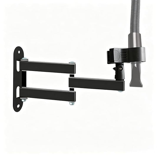Pet Hair Dryer Wall Mount Stand Hose Tube Holder: Hands-Free Adjustable & Foldable Metal Arm Bracket with Universal Clamp for Dog Cat Grooming, Home & Professional Use
