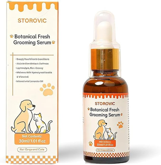 Botanical Fresh Grooming Serum for Dogs & Cats, Leave-in Pet Coat Conditioner & Detangler, Lightweight Non-Greasy Fur Serum with Hydrolyzed Keratin, Vitamin E & Lavender, 1.01 fl oz (1)