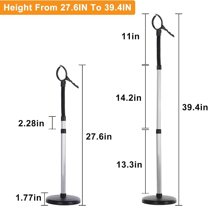 Erytlly Hair Dryer Stand Hands Free 360-Degree Rotating Adjustable Height Metal Hair Dryer Stand Blow Dryer Holder About for 0.5kg Hair Dryer in Bathroom, Vanity, Makeup Room (Basic-new)
