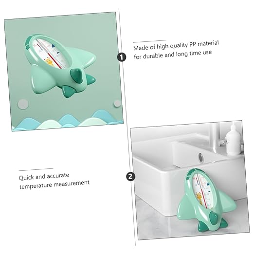 Portable Bath Thermometer Cartoon Plane Floating Water Temperature Tool Green for Newborn Safety and Accurate Readings