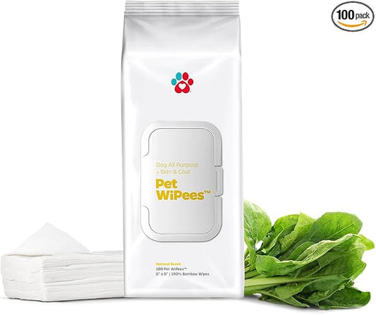 Pet Parents Dog All Purpose + Skin & Coat Pet WiPees 100 All Natural Cleaning & Moisturizing Dog Wipes for Paws, Folds & Fur, Daily Pet Wipes for Skin & Coat Health (Natural, 100ct)