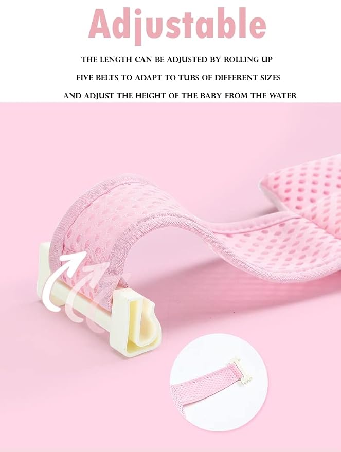 Baby Bath Support Mesh Pad Newborn Bath Tub Seat Net Non-Slip Baby Tub Mat Floating Bathtub Seat Cushion Adjustable Pillow for Bathing Cushion Pad Mat for 0-3 Years Old (No Bathtub)