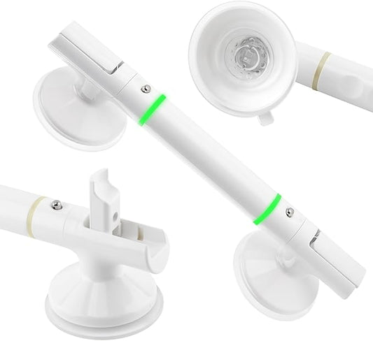 Suction Cup Grab Bar for Shower, 13.78 Inch Removable Safety Handle | No Drill Bathroom Handrail with Glow Strip, 220lbs Load Bearing,Anti-Slip Grip for Tub, Tile and Glass Walls