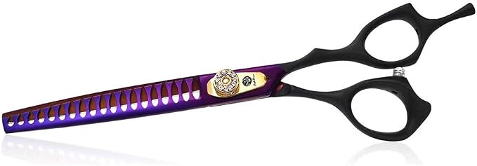 Purple Dragon Professional 7.0/8.0 inch Pet Grooming Hair Cutting Scissor and 6.75/8.0 inch Dog Chunker Shear - Japan 440C Stainless Steel for Pet Groomer or Family DIY Use (Chunker Scissor)