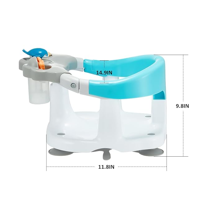 Baby Bath Seat for Babies 6 Months & Up with Toy Tray,Non-Slip Suction Cup Baby Bath Chair for Babies Sitting Up (White)