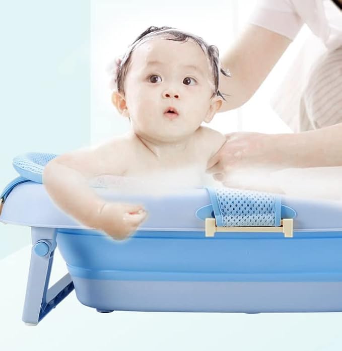 Adjustable Baby Bath Support Mesh Sling Non-Slip Infant Bathtub Shower Net Breathable Newborn Bath Cushion Pad Quick Drying Bathing Sling for Toddler Aged 0-3 (No Bathtub)