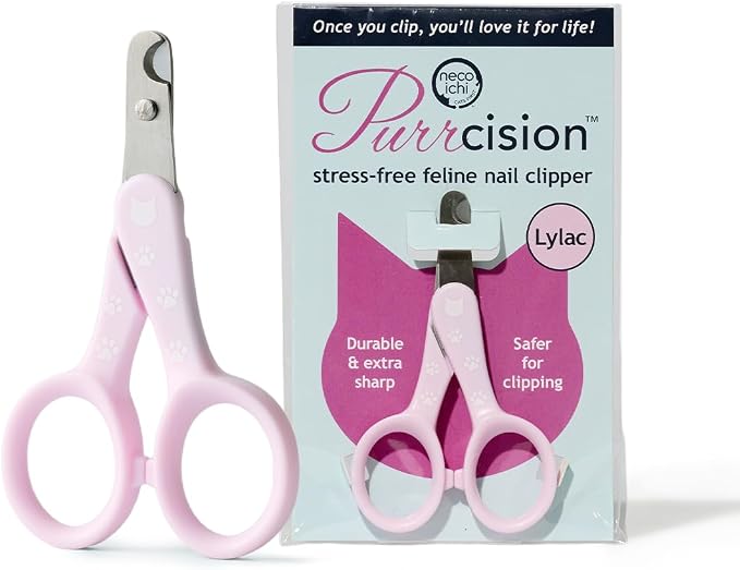 Necoichi Purrcision Feline Nail Clippers | Lever Principle Cat Nail Clipper | Butter-Smooth Cuts | Made in Japan, Seki Swordsmith Craftsman | Stainless Steel Cat Claw Trimmer for Indoor Cats (Lilac)
