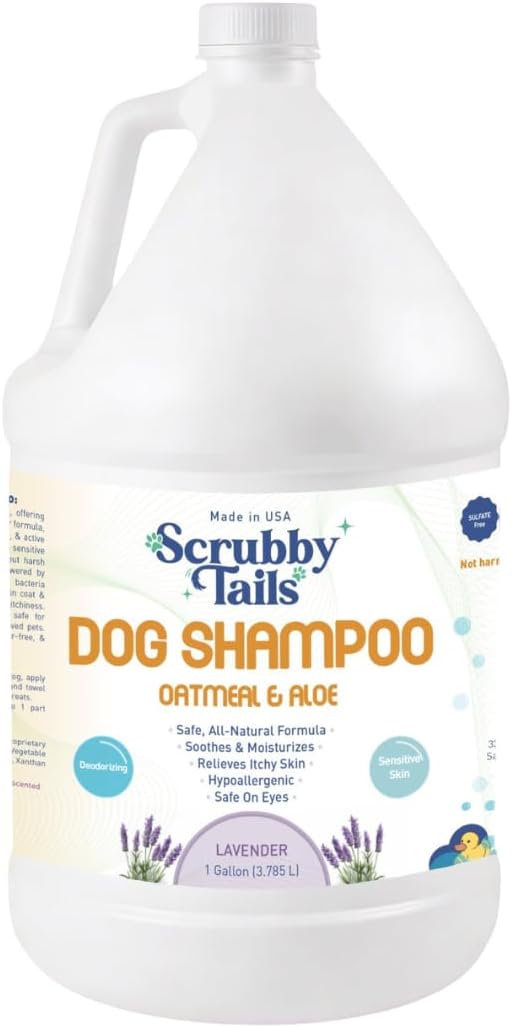 Organic Dog Shampoo - Puppy Oatmeal Shampoo for Itchy Skin Relief - Hypoallergenic for Sensitive Skin, for Groomers & Professionals, Made in USA, 1 Gallon (Lavender)