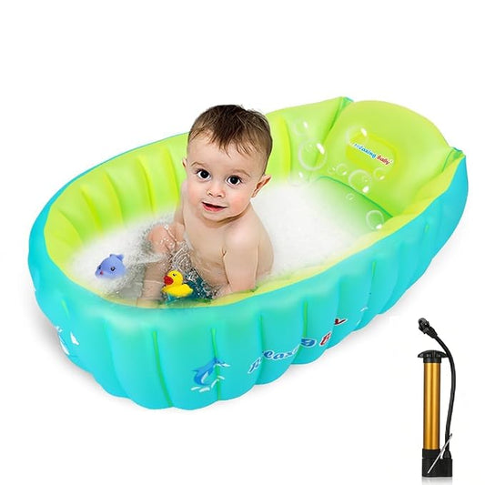| Inflatable Baby Bathtub,Newborn Bathtub Seat for Infant,Non-Slip Baby Pool for Sitting up,Foldable Toddler Tub Shower,Portable Travel Bath for Kids 0-6 Year (Multi, Animal Print)