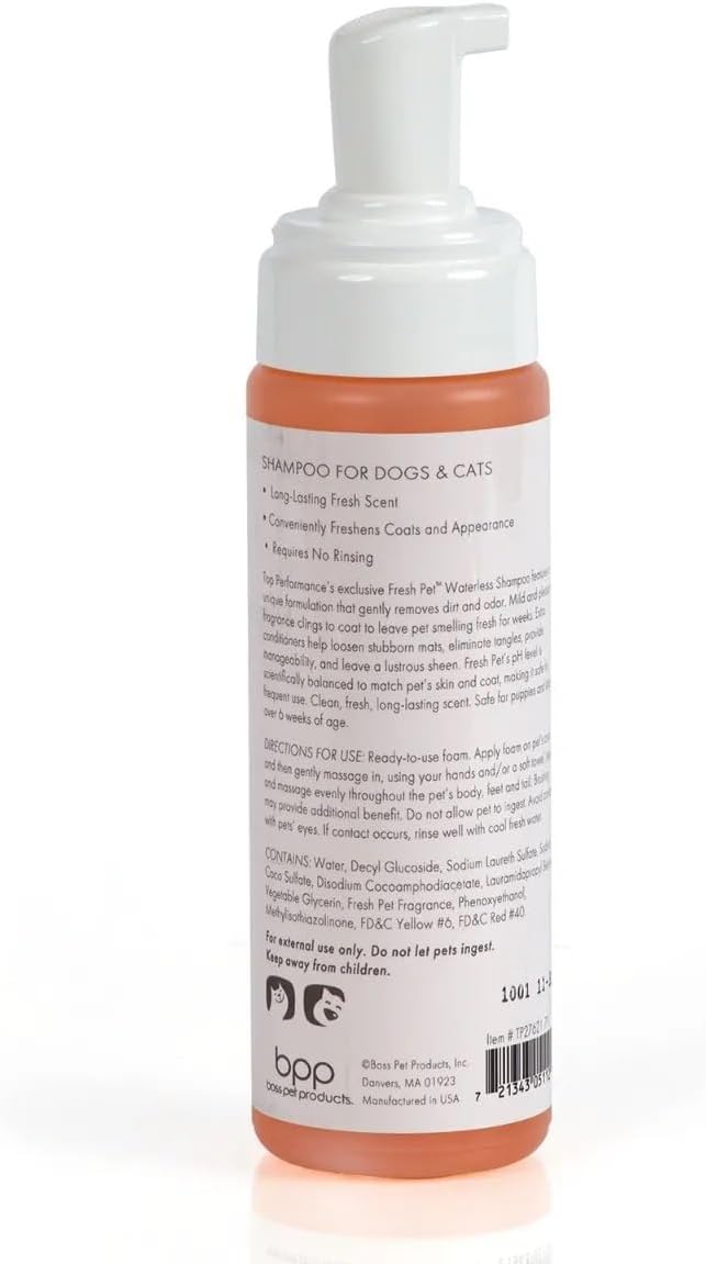 Waterless Shampoo for Dogs and Cats Travel Show Dog Mobile Groom Convenient Foam (7.1 oz Fresh Pet)