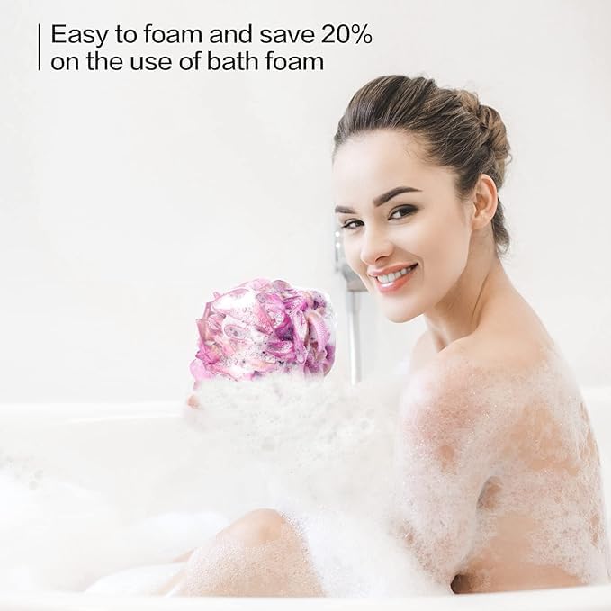 Fishent 60g Loofah Bath Sponge, 4 Pack Shower Loofahs Soft Mesh Pouf Shower Puffs Loofa Exfoliating Body Scrubber Ball for Men and Women