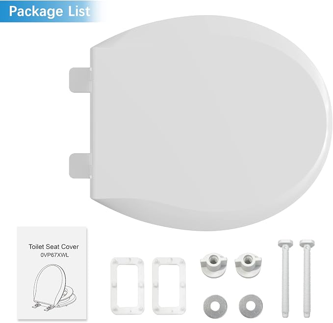 Round Toilet Seat with Toddler Seat, PP Safe Material, 2 in 1 Toilet Seat for Family Built-in Baby Seat Removable, 17 in,Soft Close + Easy Clean(White)