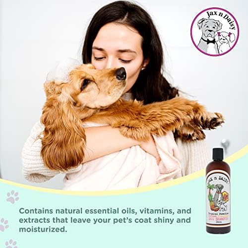 Jax N Daisy Dog Shampoo | Delightful Tropical Pawadise Coconut Pineapple Dog Shampoo for Puppy & Adult Dogs | Made with Natural Essential Oils | Eliminates Odor from Smelly Dogs | 16 Oz