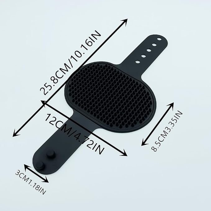 Silicone Pet Grooming Brush for Dogs & Cats – Soft Bath Brush, Gentle Deshedding & Massage Tool, Adjustable Hand Strap, Use Wet or Dry for Short & Long Hair Pets (Black)