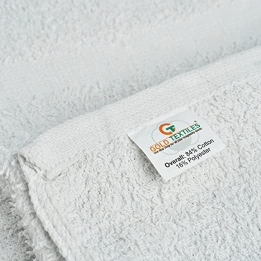 GOLD TEXTILES White Shop Towels Cotton [B Grade Towel] - 60 Pcs 20x40 Inches Shop Rags in a Box - Valuable Cleaning Rags Terry Towel for Industries, Automobiles and Commercial Use (60 Rags)