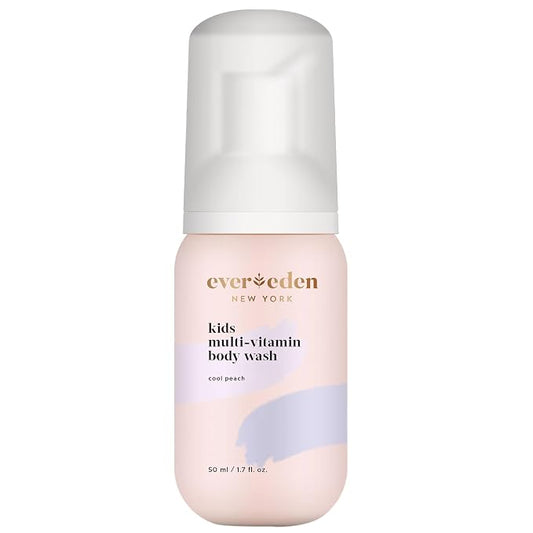 Evereden Mini Kids Body Wash - Cool Peach: Gentle Travel Size Toddler Body Wash | Safe for Sensitive Skin & Hydrating Formula | Clean, Vegan & Non-Toxic for Kids | 1.69 fl oz.