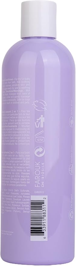 CHI Vibes for Dogs Soothing 2 in 1 Dog Shampoo and Conditioner Sensitive Skin Cleanser Dog Deodorizer for Puppies and Adults Vegan pH Balanced Gluten Paraben Free Made in USA 12 FL OZ Grooming