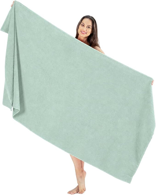 SALBAKOS 100% Turkish Cotton Jumbo Bath Sheet Towel Oversized 40x80 inch | Premium Hotel & Spa Quality, Soft, Absorbent, XL Bath Towels | Made in Turkey (Pack of 1) (Seafoam Green, Jumbo Bath Sheet)
