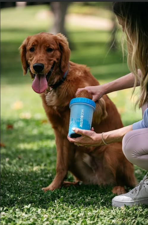 Dexas MudBuster Medium Dog Paw Cleaner, Blue, Fits 1.5"-2.5" Wide Paws, Gentle Silicone Bristles for Quick, Easy Cleaning