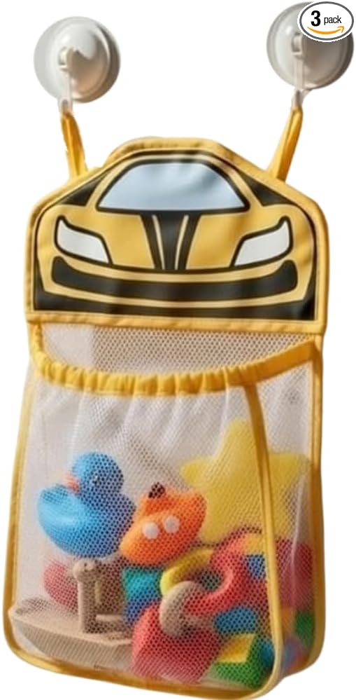 Race Car Bath Toy Organizer, Mesh Storage Bag for Kids