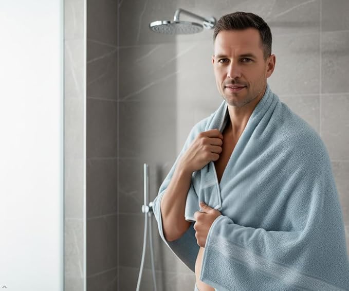6 Piece Luxury Bath Towel Set - 100% Cotton, Quick Dry, Absorbent, Soft & Plush - Gym, Spa, Hotel, Pool, Shower Towels