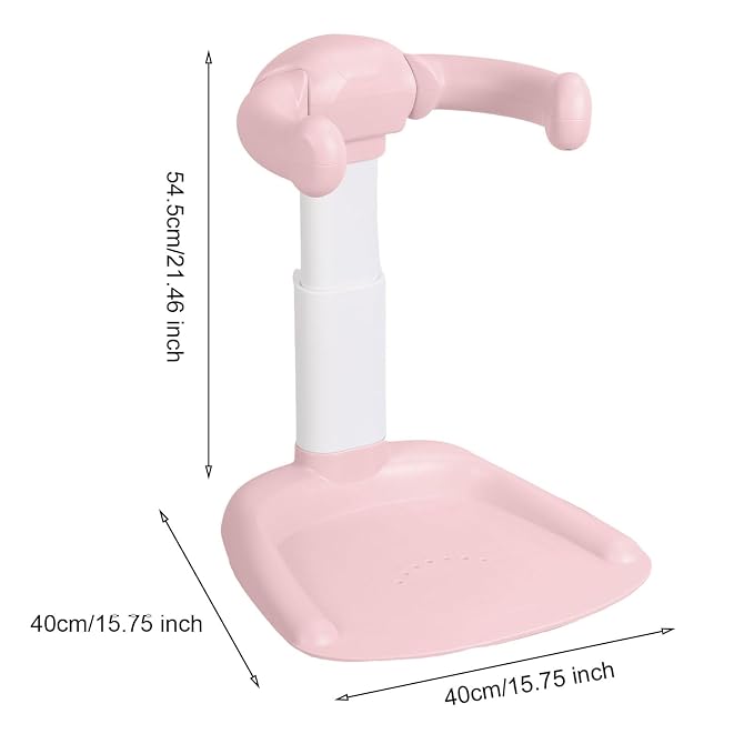 Height Adjustable Baby Shower Stand, Toddler Bath Stand Support with Thicker Column, Anti-Slip Base with 8 Anti-Slip Pads, Baby Shower Standing Support, Safe Gift for Infants 6-36 Months (Pink)