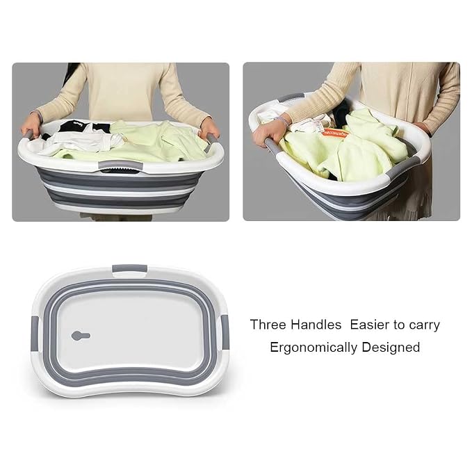 ddLUCK Multi-Functional Collapsible Pet Bathtub with Drainage Hole, 3 Handled Dog Bath Tub, Portable Indoor Outdoor Foldable Washing Tub Bathing Tub Small Pets Bathtub for Puppy Small Dogs Cats