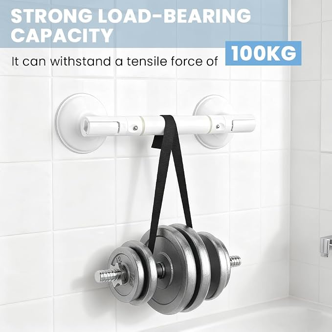 Suction Cup Grab Bar for Shower, 13.78 Inch Removable Safety Handle | No Drill Bathroom Handrail with Glow Strip, 220lbs Load Bearing,Anti-Slip Grip for Tub, Tile and Glass Walls