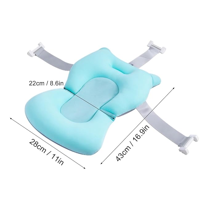 Baby Bath Pad | Foldable Travel Baby Baths Tub, Babies Tub with Soft Baths Mat, Babies Bath Seat Support Net, Non-Slip, 3 Safety Belts, for Home Travelling