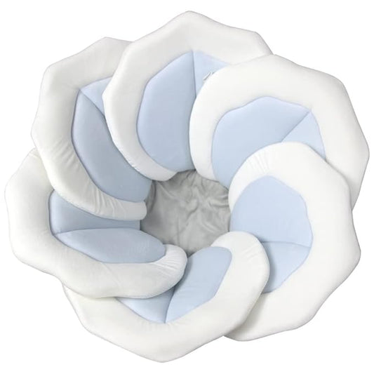 Baby Bath Pad for Infant Bathtub Sink Flower Mat Tub Little Lotus - Petal Soft Supports Lounger Newborn Bathing Insert Seat Baby Essentials - Baby Gifts - 31" (Blue)