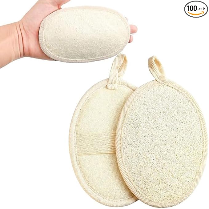 2 Pack Natural Loofah for Travel Bath Sponge, for Women and Men (S)