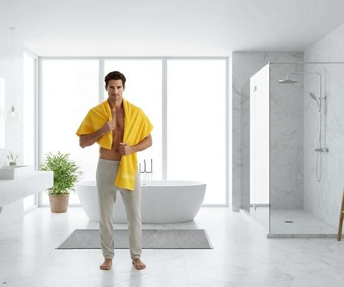 Bath Towels Set-100% Cotton-2 Towels, 2 Hand & Washcloths-Large, Quick Dry, Absorbent, Soft Plush-Home, Gym, Spa, Hotel, Pool, Shower -6 Piece Luxury Bathroom - Yellow