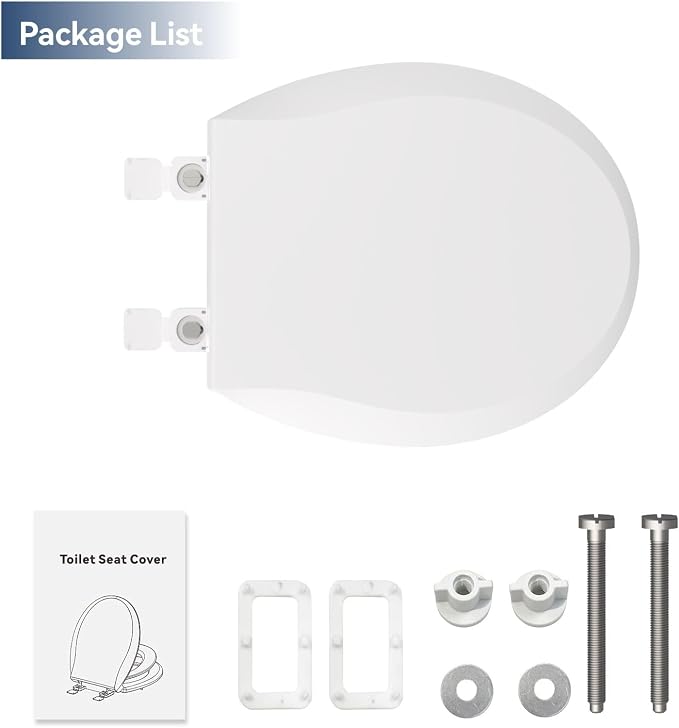 JINGZE Round Toddler Toilet Seat Adult/Child,Built-In Potty Training Seat, Soft Quiet Close Non-Slip Seat, Easy to Install & Clean,Magnetic Kids Seat and Cover,White