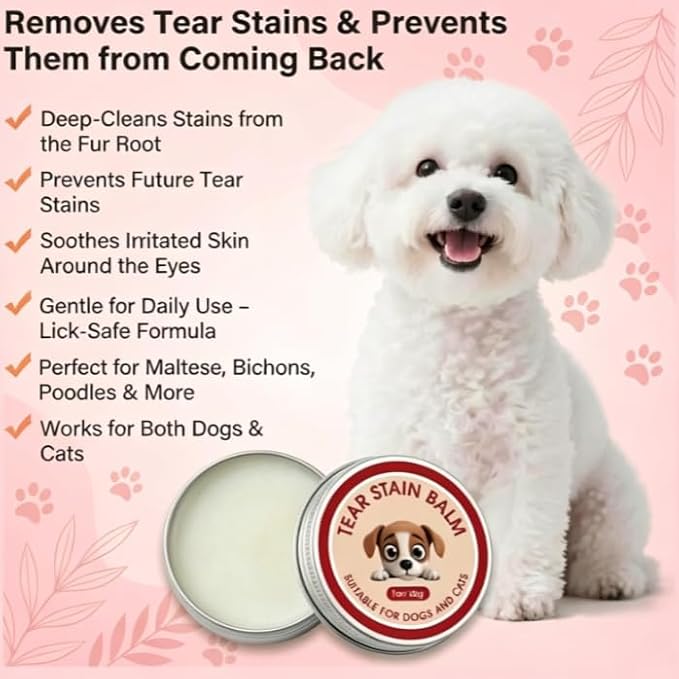 Tear Stain Remover for Dogs, Dog Tear Stain Remover Balm for Dogs with Applicator Brush, Professional Eye Crust Remover (2 Pcs)